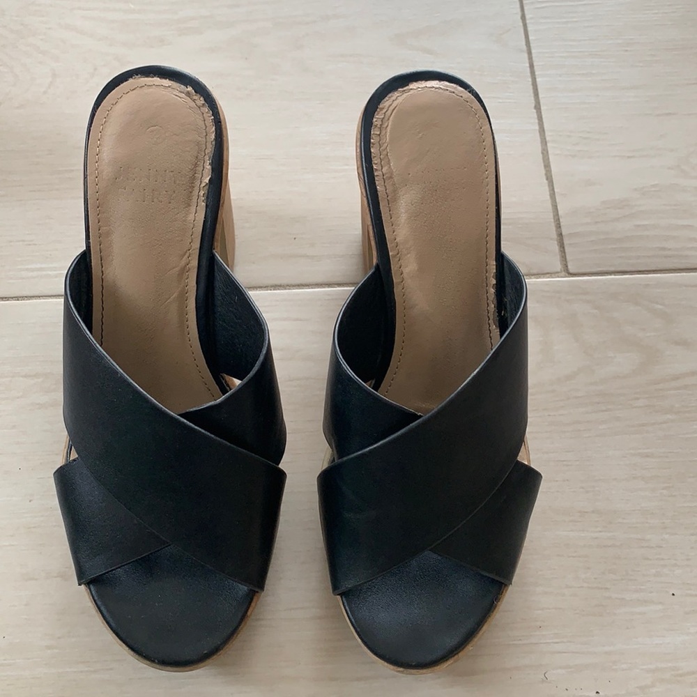 Jenny fairy black leather block heel